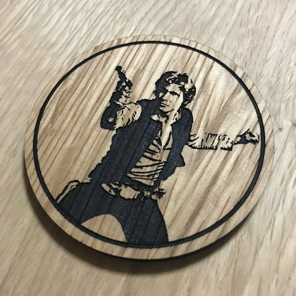 Laser cut wooden coaster. Star Wars Smuggler Hans Solo - Unique Gift lasercut