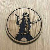 Laser cut wooden coaster. Star Wars Smuggler Hans Solo - Unique Gift lasercut