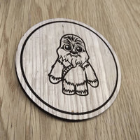 Laser cut wooden coaster. Baby Chewbacca Chibi Wookie - Unique Gift lasercut