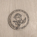 Laser cut wooden coaster. Rose inspired by beauty and the beast - Unique Gift lasercut