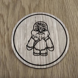 Laser cut wooden coaster. Baby Chewbacca Chibi Wookie - Unique Gift lasercut