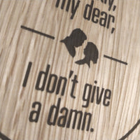 Laser cut wooden coaster. Gone with the Wind give a damn movie quote  - Unique Gift lasercut