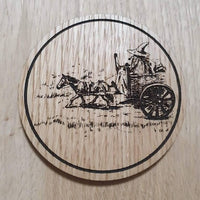 Laser cut wooden coaster. Lord of the rings LOTR Gandalf wizard horse and cart - Unique Gift lasercut