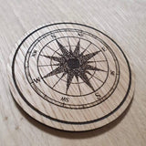 Laser cut wooden coaster. Compass  - Unique Gift lasercut