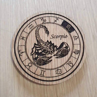 Laser cut wooden coaster. Signs of the zodiac scorpio star sign  - Unique Birthday  Gift lasercut