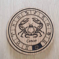 Laser cut wooden coaster. Signs of the zodiac cancer star sign  - Unique Birthday  Gift lasercut