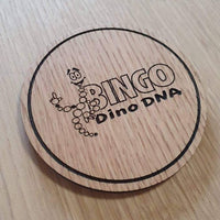 Laser cut wooden coaster. Bingo dino dna Jurassic Park World - Unique Gift lasercut