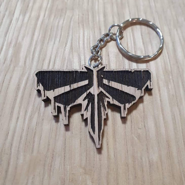 Lasercut wooden keyring keychain. TLOU last of us fireflies look for the light  - Unique Gift