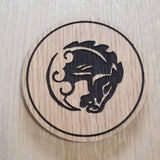 Laser cut wooden coaster. Bioshock vigor bucking bronco - Unique Gift lasercut