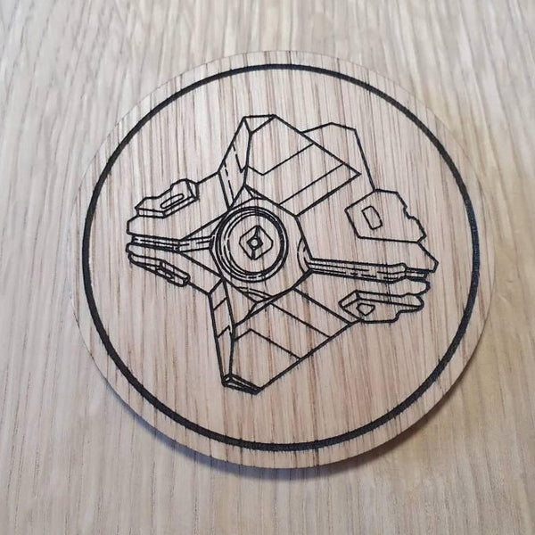 Laser cut wooden coaster. Destiny guardian ghost companion  - Unique Gift lasercut