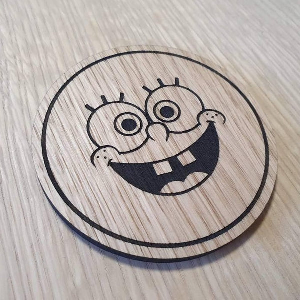 Laser cut wooden coaster. Spongebob squarepants face - Unique Gift lasercut
