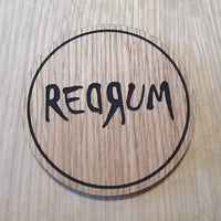 Laser cut wooden coaster. The Shining Redrum - Unique Gift lasercut