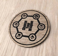 Laser cut wooden coaster. Dungeon master fantasy role play dice die weapon  - Unique Gift lasercut