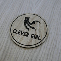 Laser cut wooden coaster. Jurassic Park clever girl raptor claw - Unique Gift lasercut