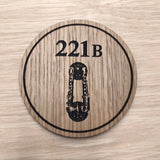 Laser cut wooden coaster. Sherlock Holmes door knocker Baker Street 221B - Unique Gift lasercut