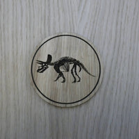 Laser cut wooden coaster. Triceratops Dinosaur Skeleton Fossil   Jurassic Park World Unique Gift lasercut