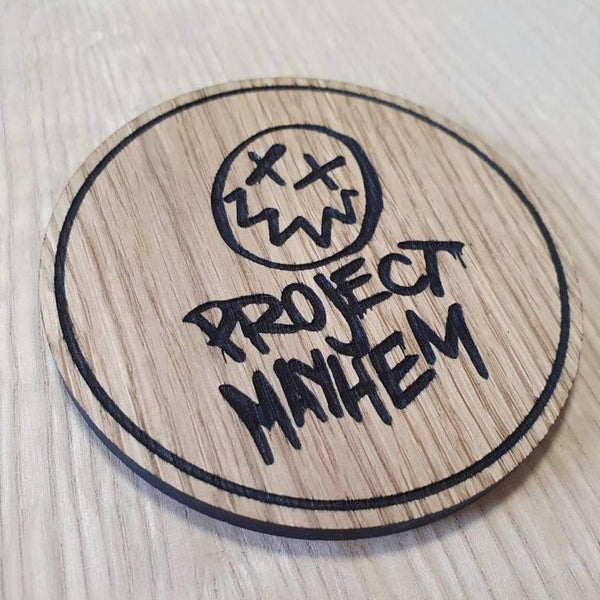 Laser cut wooden coaster. Project mayhem fight Club - Unique Gift lasercut