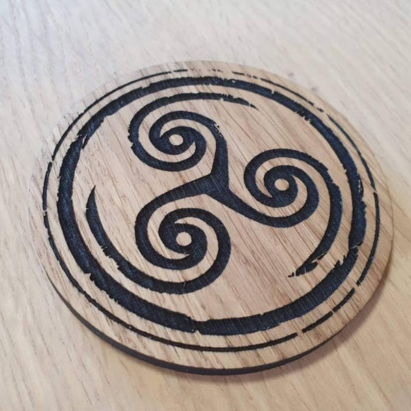 Laser cut wooden coaster. Senua Sacrifice hellblade horn triskelion Viking nordic  - Unique Gift lasercut