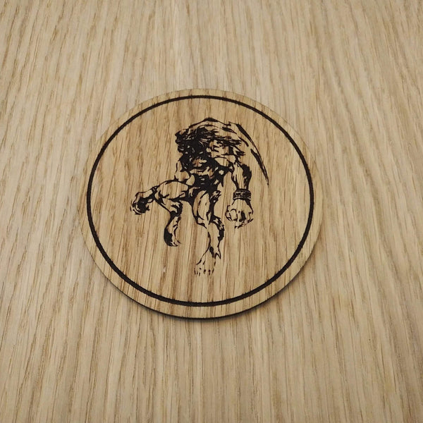 Laser cut wooden coaster. Final Fantasy Summon Ifrit Fire - Unique Gift lasercut