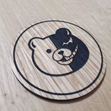 Laser cut wooden coaster. bear headmaster ying-yang - Unique Gift lasercut