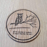 Laser cut wooden coaster. TLOU2 Ellie sketchbook Joel coffee mug owl quote last of Us - Unique Gift lasercut
