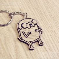 Lasercut wooden keyring keychain. Time for adventure Jake Dog  - Unique Gift