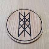 Laser cut wooden coaster. Web of Wyrd Nordic Viking - Unique Gift lasercut
