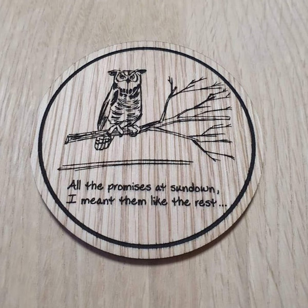 Laser cut wooden coaster. TLOU2 Ellie sketchbook Joel coffee mug owl quote last of Us - Unique Gift lasercut