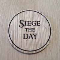 Laser cut wooden coaster. King of Avalon siege the day - Unique Gift lasercut