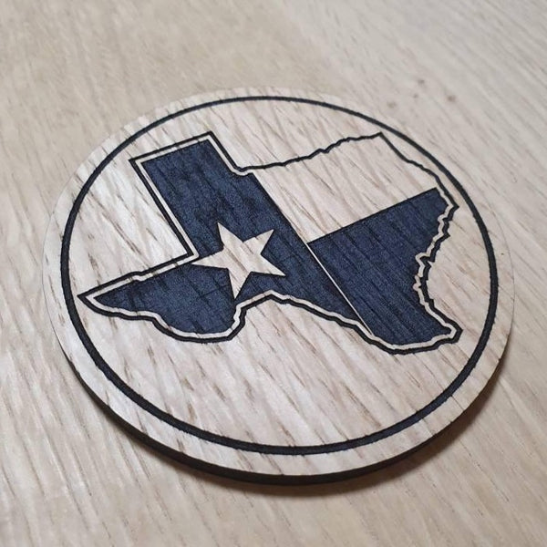 Laser cut wooden coaster. Texas The Lone Star State  - Unique Gift lasercut