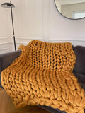 Chunky arm knitted wool blanket